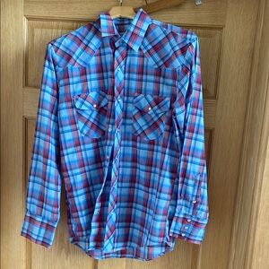 Blue and Red Plaid Men's Shirt